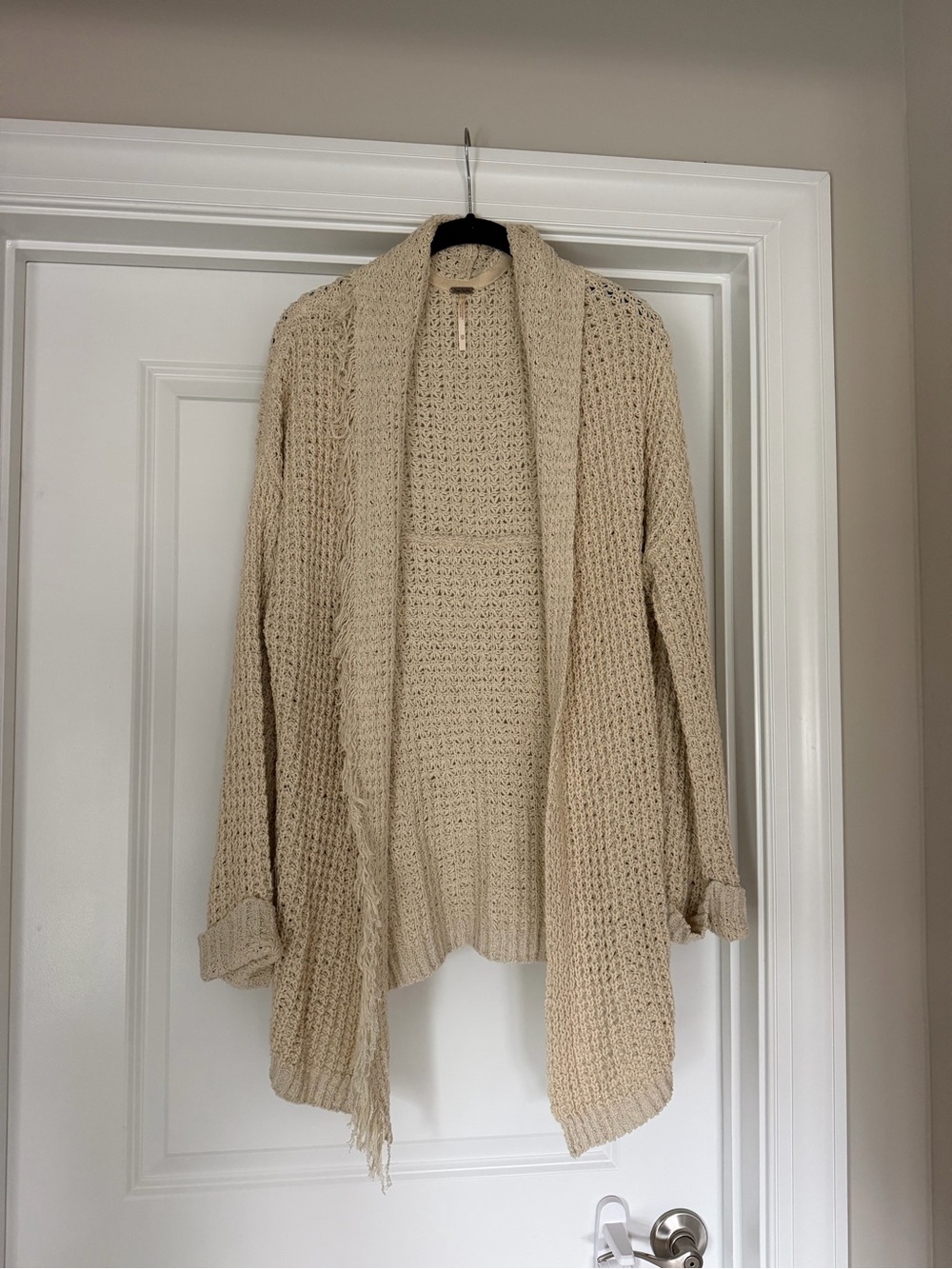 Free People Cream Open-Front Knit Cardigan